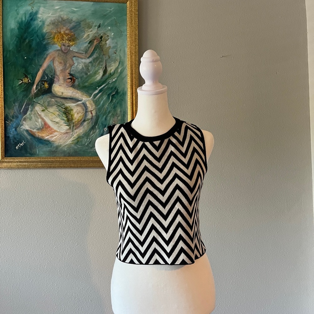 Primark Black and White Zigzag Tank Top